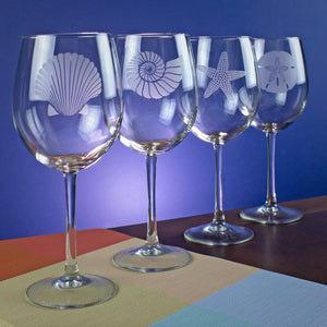 Seashore Assortment Wine Glass, Set of 4