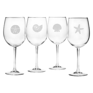 Seashore Assortment Wine Glass, Set of 4