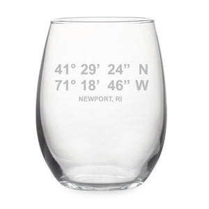 Latitude and Longitude Stemless Wine Glass