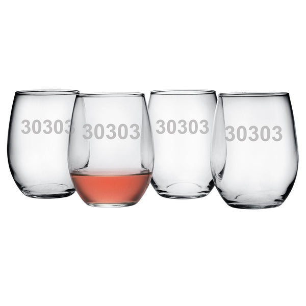 State Outline with Heart Stemless Wine Glass