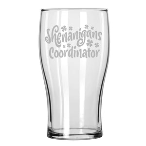 Shenanigans Coordinator Etched Classic Pub Beer Glass