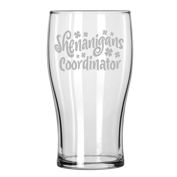 Shenanigans Coordinator Etched Classic Pub Beer Glass