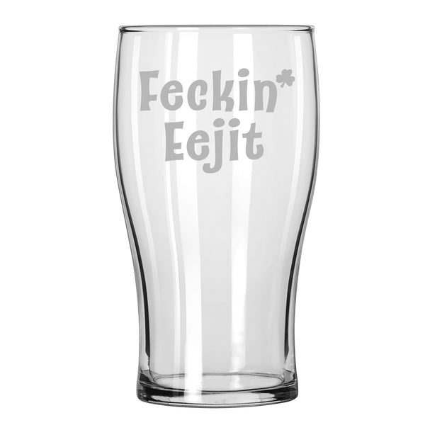Feckin' Eejit Etched Classic Pub Beer Glass