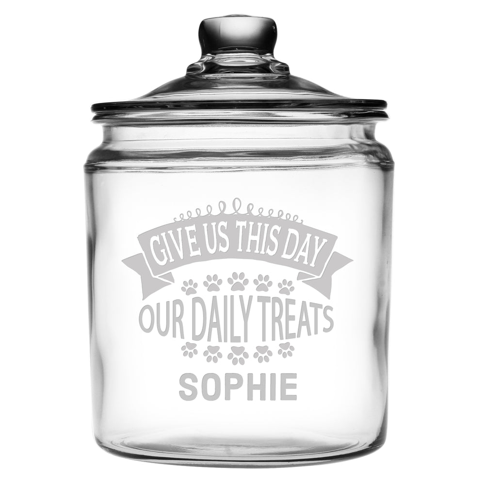 Give Us This Day Our Daily Treats Etched Treat Jar with Glass Lid