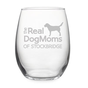 The Real Dog Moms (Personalized) Stemless Wine Glass