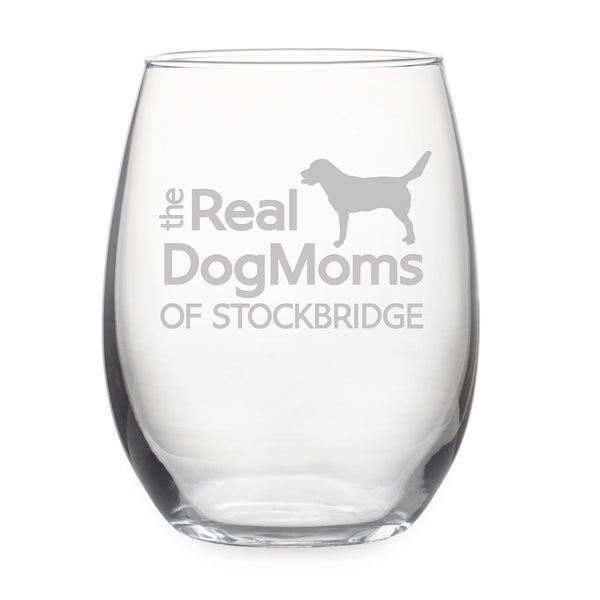 The Real Dog Moms (Personalized) Stemless Wine Glass