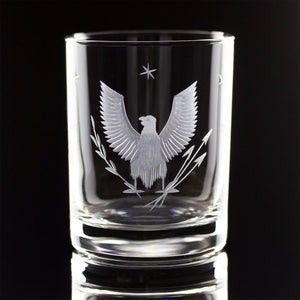 Federal Eagle Hand-Cut Double Rocks Glass