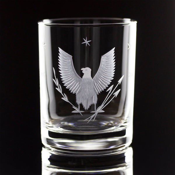 Federal Eagle Hand-Cut Double Rocks Glass