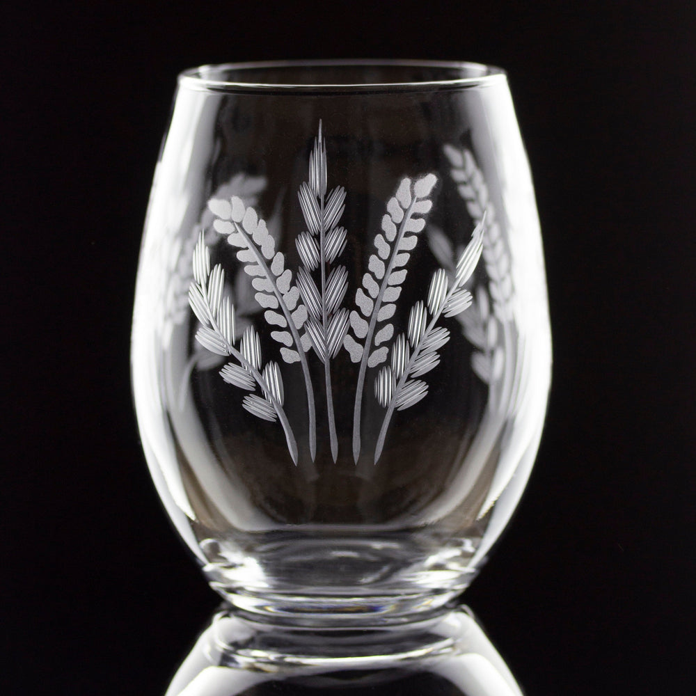 Fern Hand-Cut Stemless Wine Glass