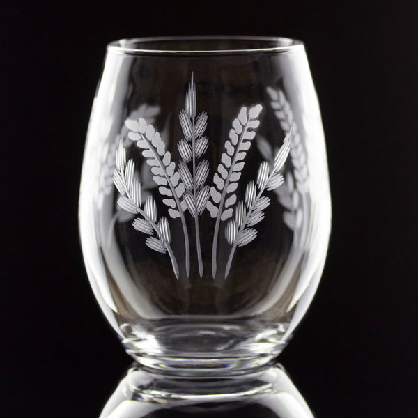 Fern Hand-Cut Stemless Wine Glass