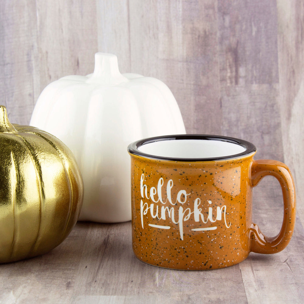 Hello Pumpkin Etched Ceramic Camp Mug