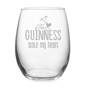 Personalized Stole My Heart Stemless Wine Glass