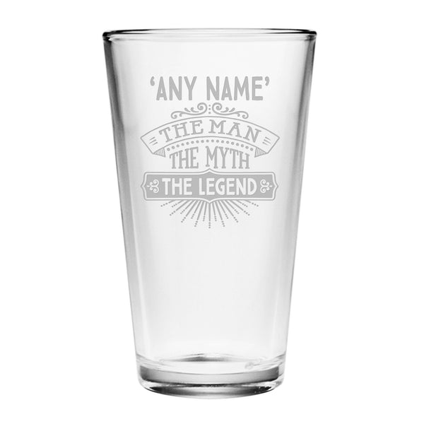 The Man The Myth The Legend Etched Pint Glass