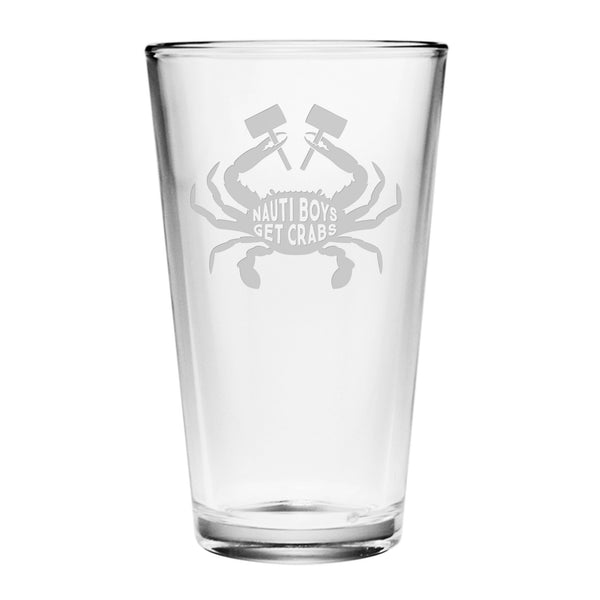 Nauti Boys Get Crabs Etched Pint Glass