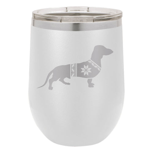 Festive Dachshund Etched Insulated Stemless Tumbler