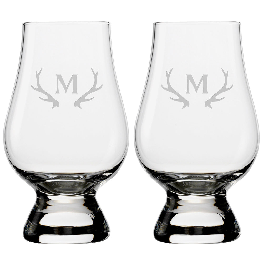 Antlers Monogram Glencairn Classic Scotch Whisky Glasses, Set of 2