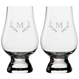 Antlers Monogram Glencairn Classic Scotch Whisky Glasses, Set of 2