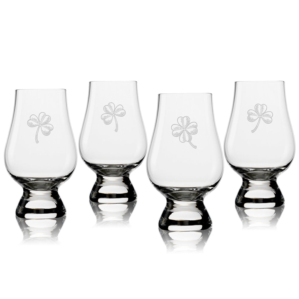 Who's Lucky Shamrock Assortment Glencairn Classic Scotch Whisky Glasses, Set of 4