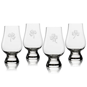 Who's Lucky Shamrock Assortment Glencairn Classic Scotch Whisky Glasses, Set of 4