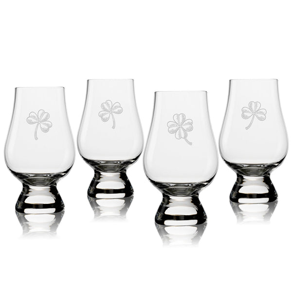 Who's Lucky Shamrock Assortment Glencairn Classic Scotch Whisky Glasses, Set of 4