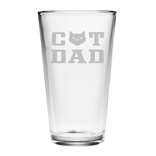 Cat Dad Etched Etched Pint Glass