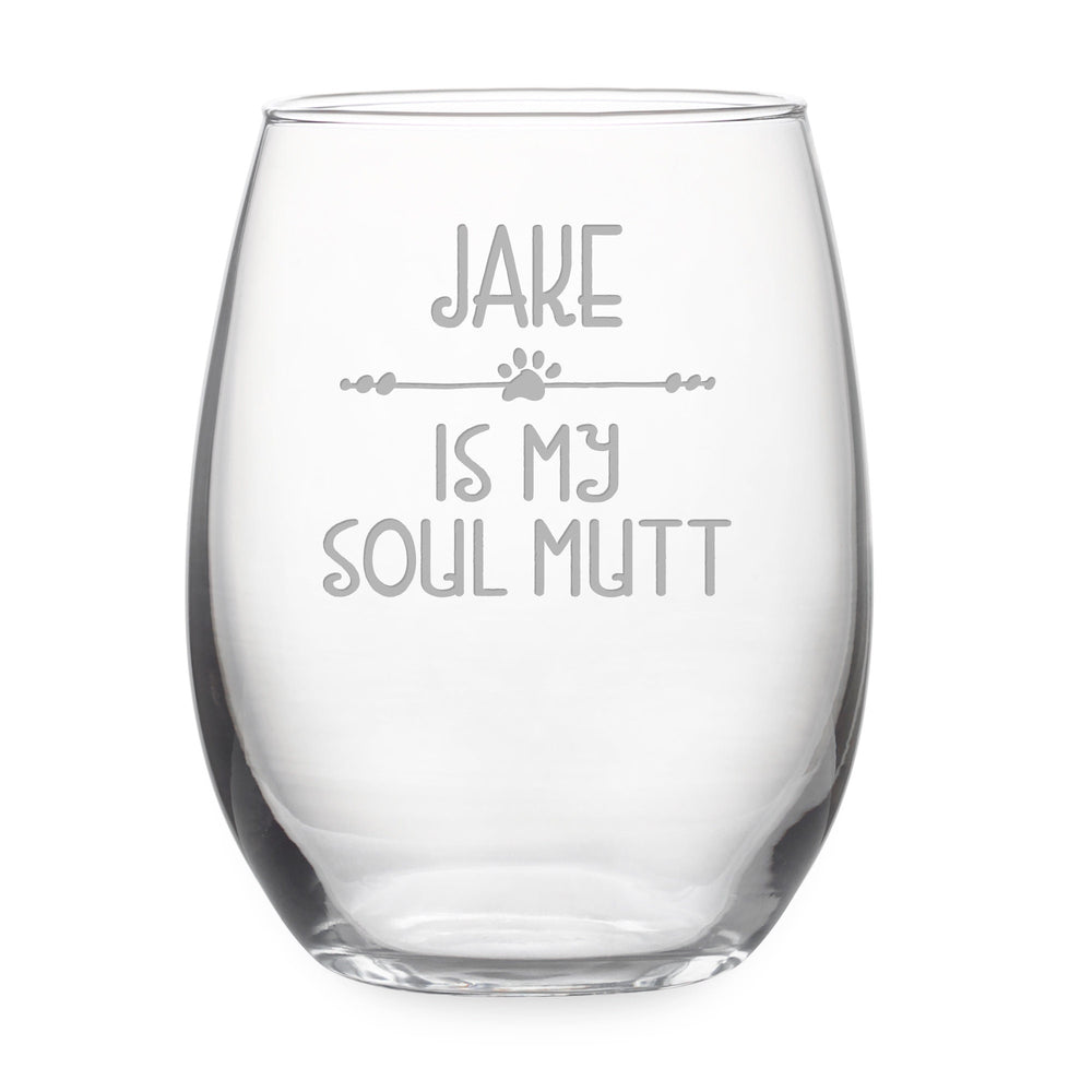 Personalized Soul Mutt Stemless Wine Glass