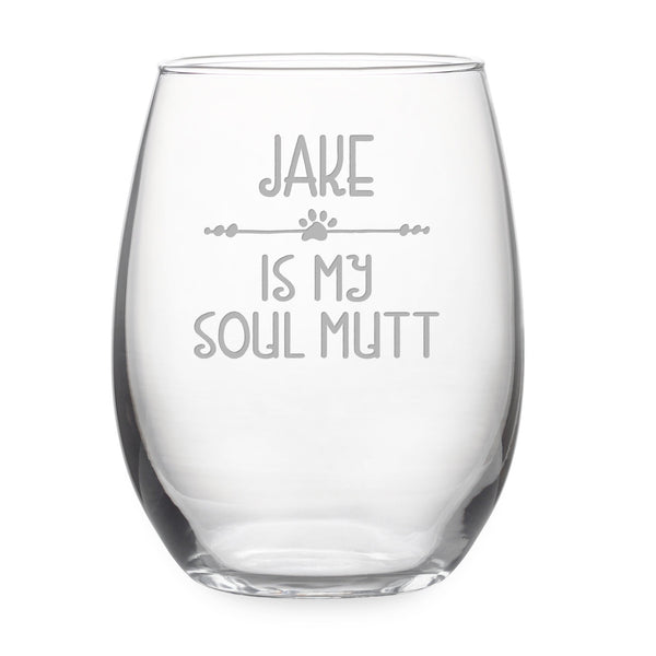 Personalized Soul Mutt Stemless Wine Glass