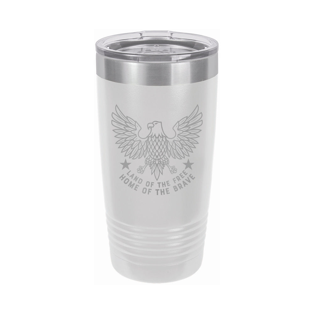 American Eagle Free and Brave Etched Insulated Tumbler & Lid