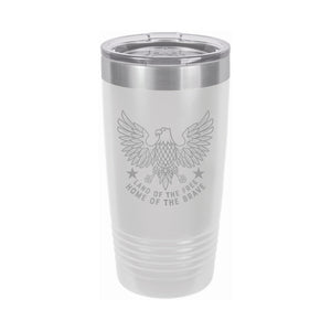 American Eagle Free and Brave Etched Insulated Tumbler & Lid
