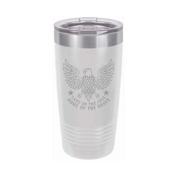 American Eagle Free and Brave Etched Insulated Tumbler & Lid