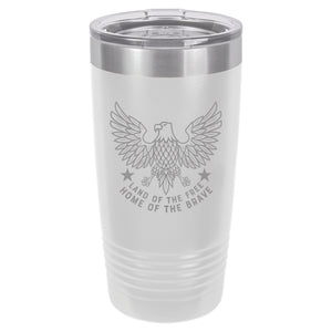 American Eagle Free and Brave Etched Insulated Tumbler & Lid