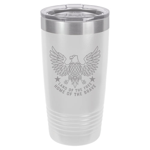 American Eagle Free and Brave Etched Insulated Tumbler & Lid