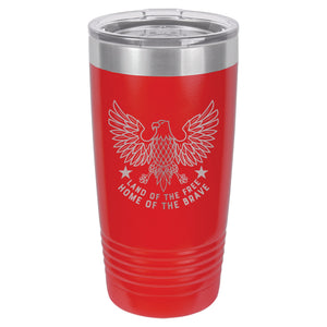 American Eagle Free and Brave Etched Insulated Tumbler & Lid