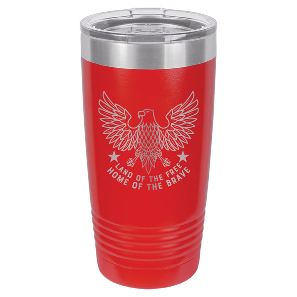 American Eagle Free and Brave Etched Insulated Tumbler & Lid