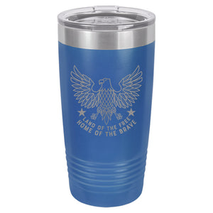 American Eagle Free and Brave Etched Insulated Tumbler & Lid