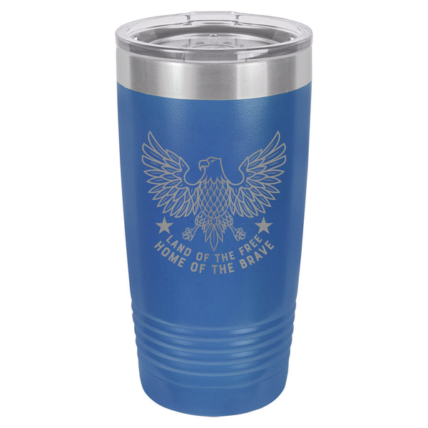 American Eagle Free and Brave Etched Insulated Tumbler & Lid