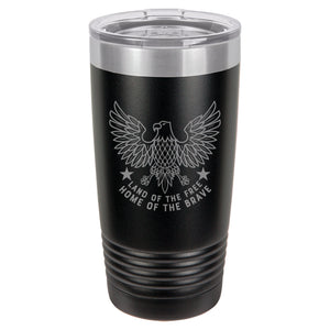 American Eagle Free and Brave Etched Insulated Tumbler & Lid
