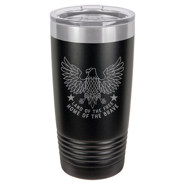 American Eagle Free and Brave Etched Insulated Tumbler & Lid