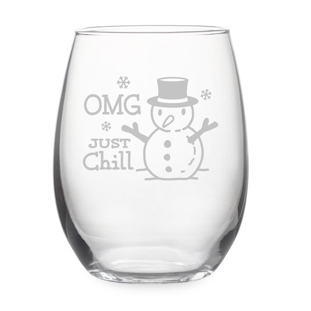 OMG Just Chill Etched Stemless Wine Glass