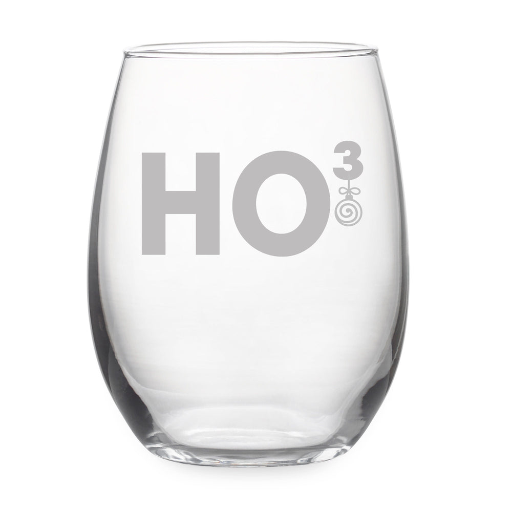 HO3 Etched Stemless Wine Glass