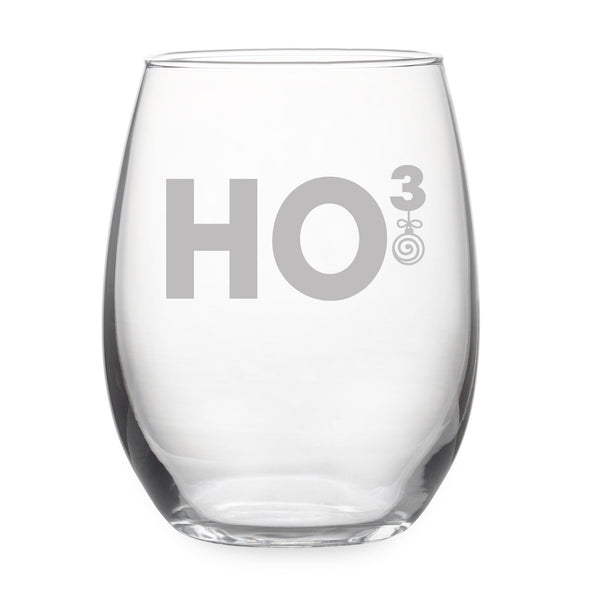 HO3 Etched Stemless Wine Glass