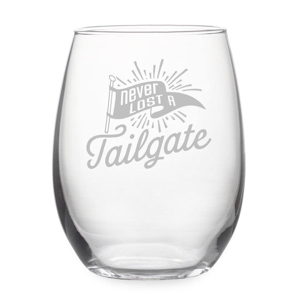 Never Lost a Tailgate Etched Stemless Wine Glass