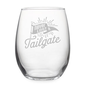 Never Lost a Tailgate Etched Stemless Wine Glass
