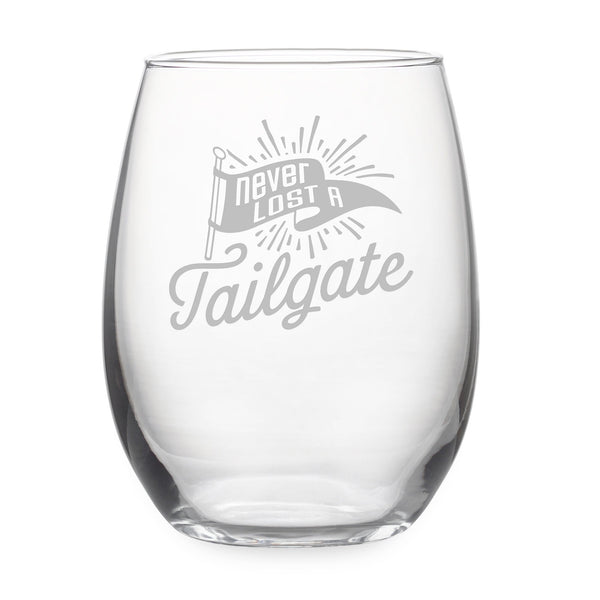 Never Lost a Tailgate Etched Stemless Wine Glass