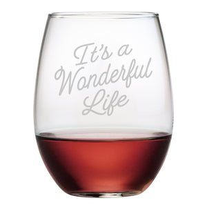 It's a Wonderful Life Etched Stemless Wine Glass