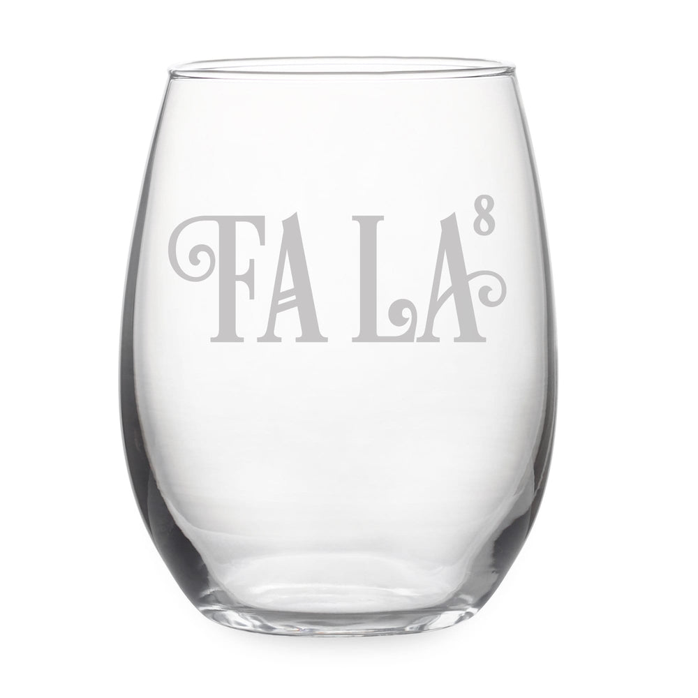 FA LA8 Etched Stemless Wine Glass