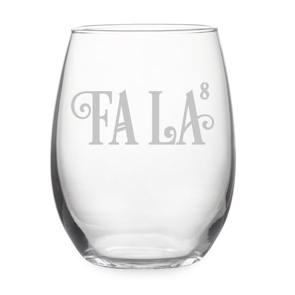 FA LA8 Etched Stemless Wine Glass