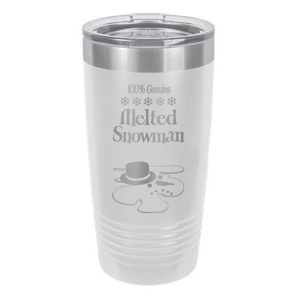 100% Genuine Melted Snowman Etched Insulated Tumbler & Lid