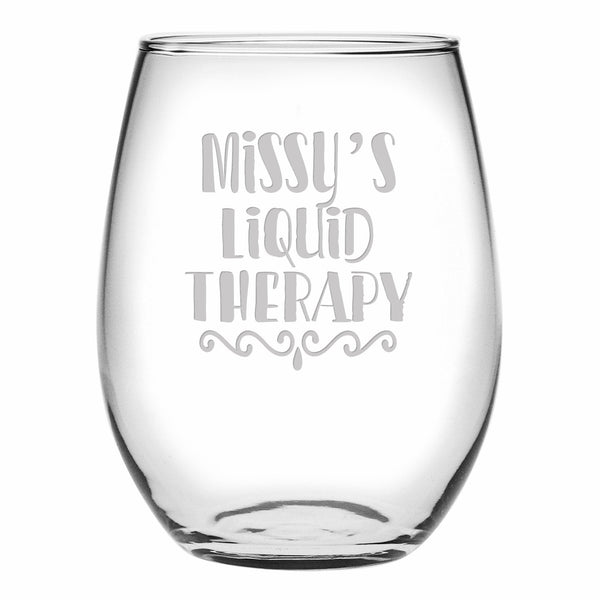 Personalized Liquid Therapy Stemless Wine Glass