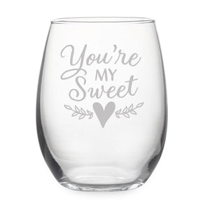 You're My Sweetheart Etched Stemless Wine Glass